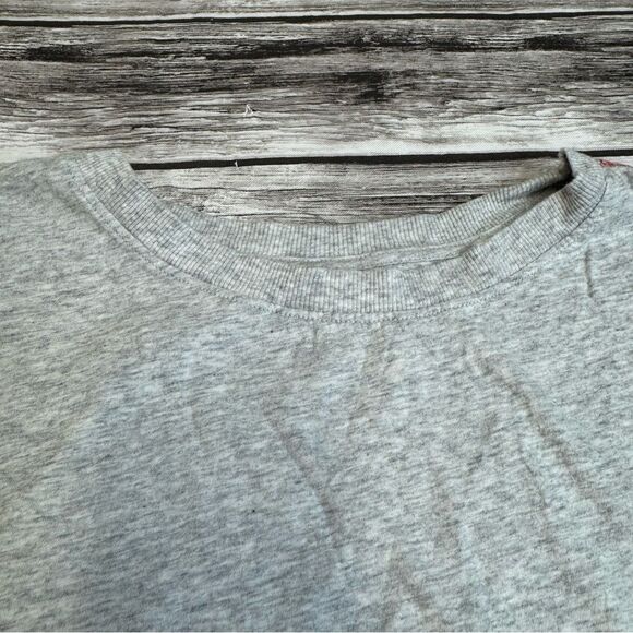 Lou & Grey Women's Basic T Tee Shirt S SM Small Grey Gray Red Contrast Stitching - Picture 3 of 12